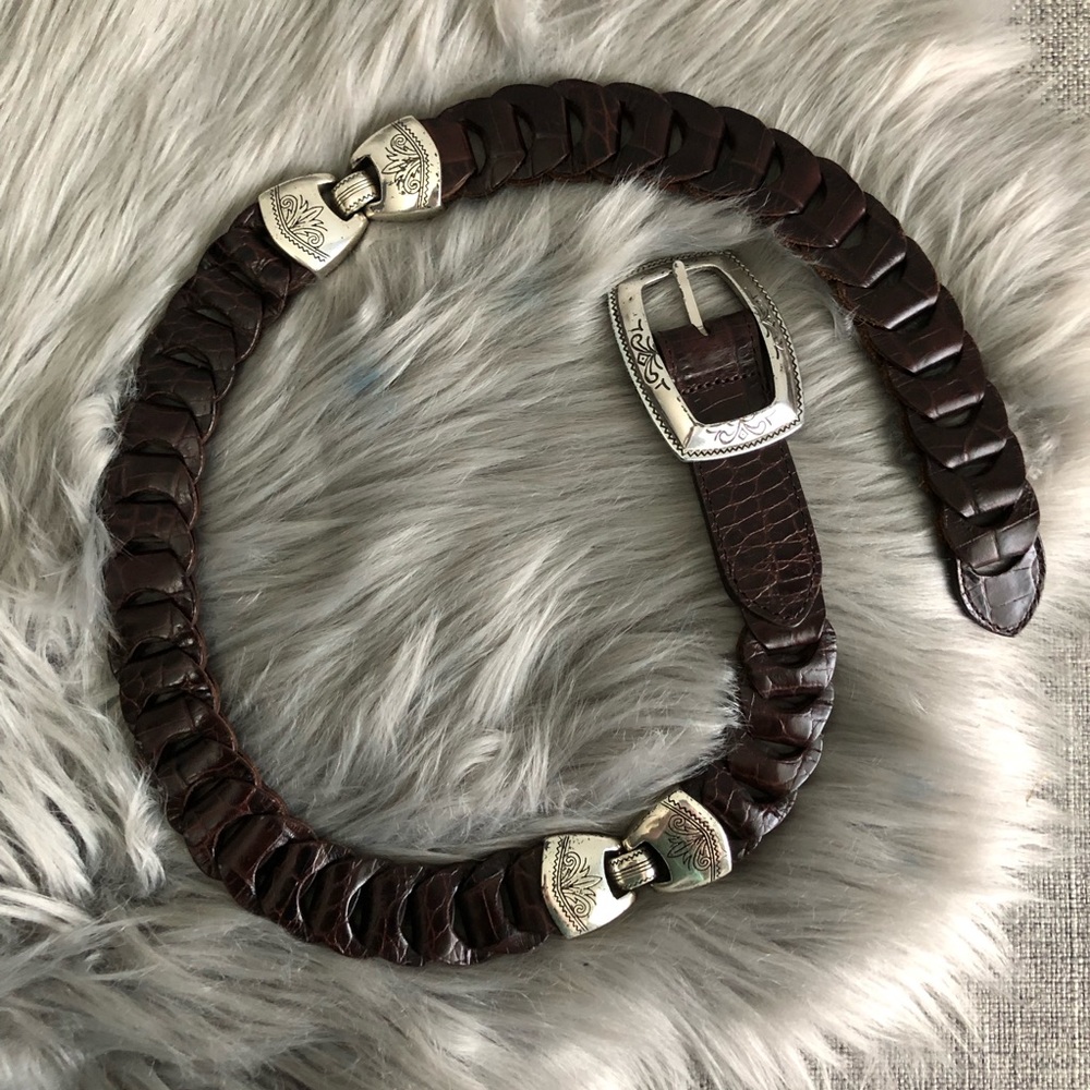 Vintage Brighton leather belt silver buckle S.